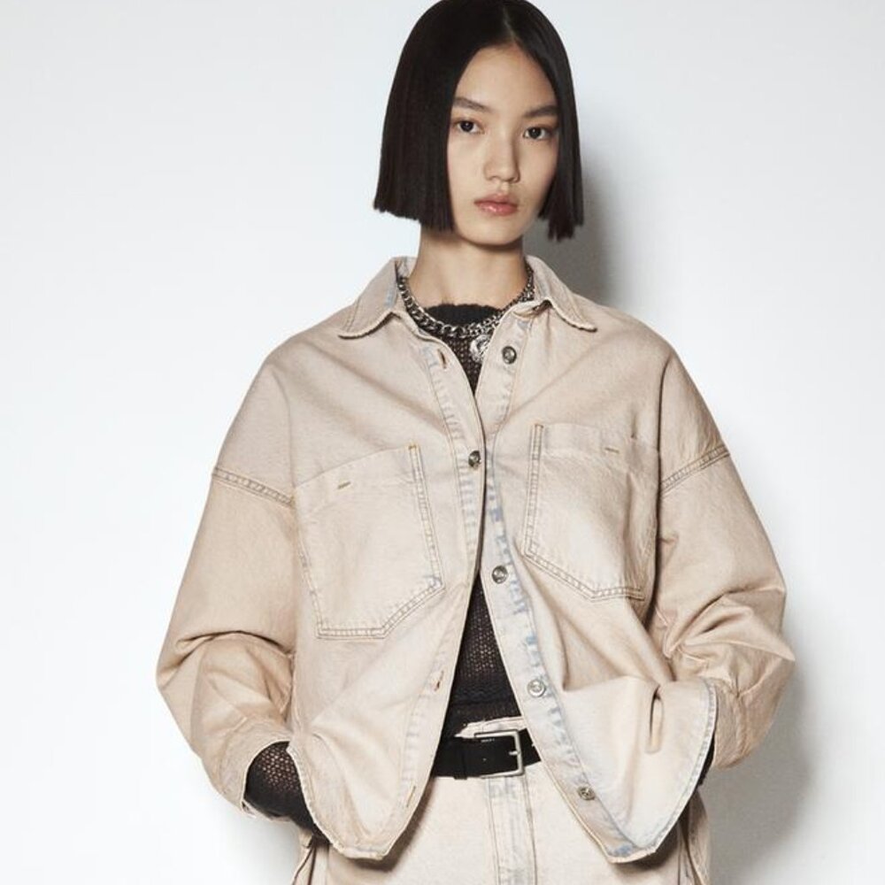 Zara Z1975 Pink Overdyed Denim Jacket - Picture 3 of 10